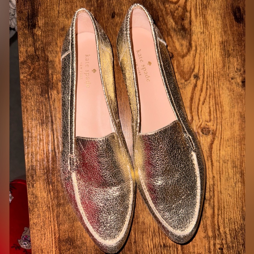 Kate Spade Metallic Gold Crackle Flats